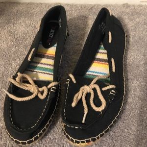 JustFab flats, canvas type material